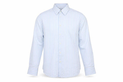 Hugo Boss Men's Blue White Striped Cotton Long Sleeve Shirt 16.5in 42
