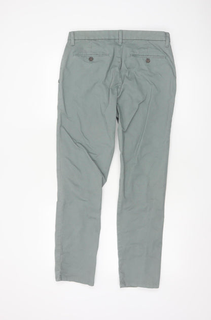 Marks and Spencer Men's Green Slim Fit Chino Trousers 32W 29L