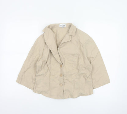 Steilmann Women Beige Linen Blend 3/4 Sleeve Blazer UK 16