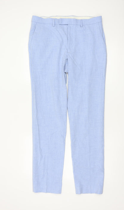 Marks and Spencer Men's Blue Slim Fit Dress Trousers 34L