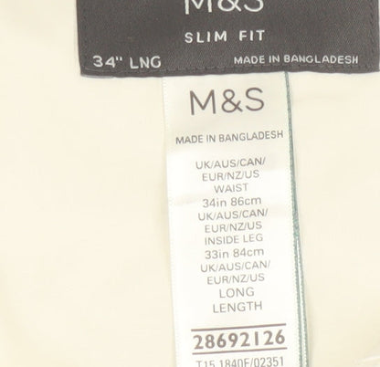 Marks and Spencer Men's Blue Slim Fit Dress Trousers 34L