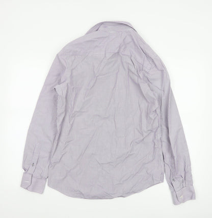 Crew Clothing Co. Men's Purple Striped Slim Fit Button-Up Shirt Size S