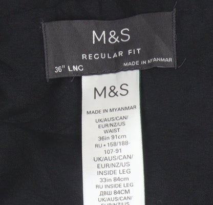 Marks and Spencer Men's Blue Regular Fit Wool Blend Dress Trousers 36W 33L