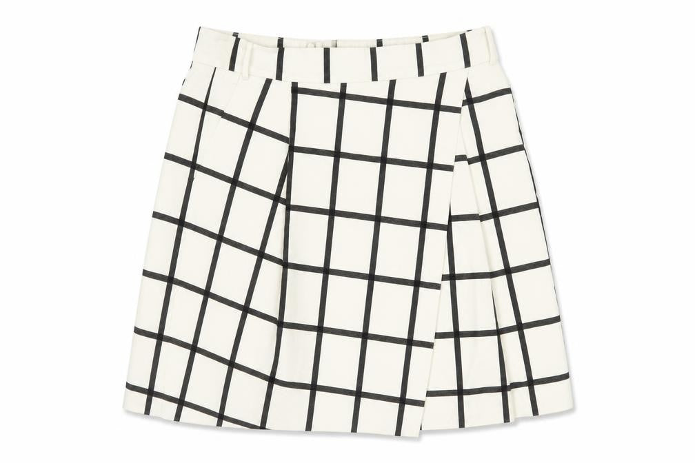 Karen Millen Women’s White Check A-Line Knee Length Skirt UK 14