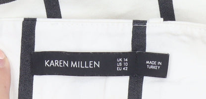 Karen Millen Women’s White Check A-Line Knee Length Skirt UK 14