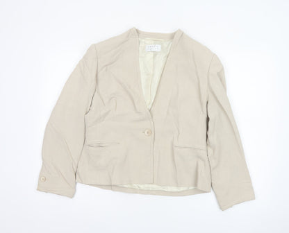 Precis Petite Beige Houndstooth Single-Breasted Suit Jacket Size 14