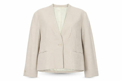 Precis Petite Beige Houndstooth Single-Breasted Suit Jacket Size 14