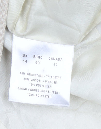 Precis Petite Beige Houndstooth Single-Breasted Suit Jacket Size 14
