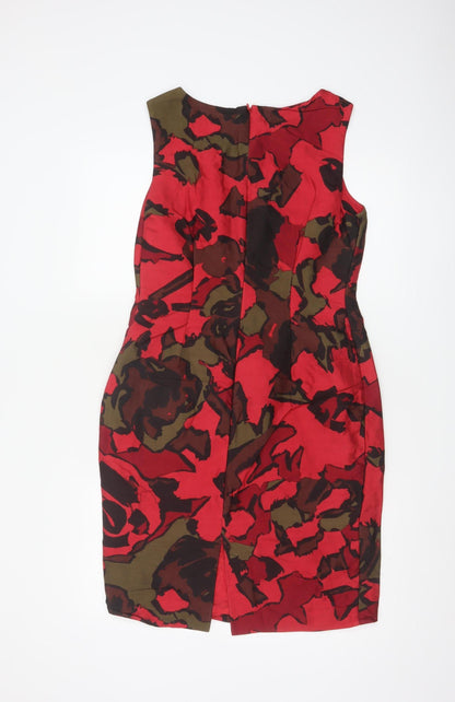 L.K. Bennett Women’s Red Floral Wool Silk Sheath Dress Size 12