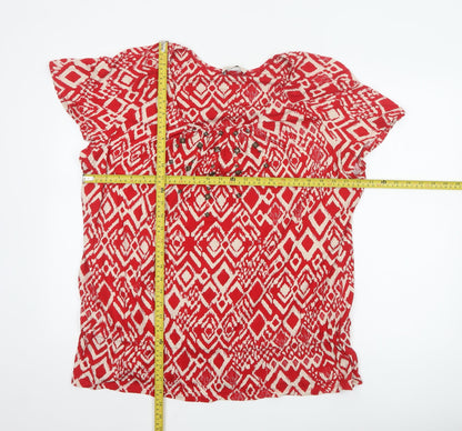 Marks and Spencer Womens Red Geometric Tunic Blouse Size 22