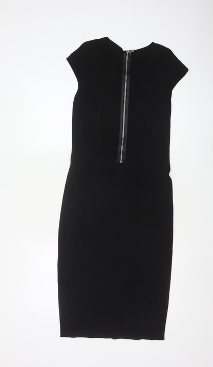 Karen Millen Women's Black Check Bodycon Knee Length Dress Size 12