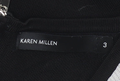 Karen Millen Women's Black Check Bodycon Knee Length Dress Size 12