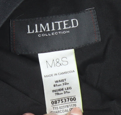 Marks and Spencer Men’s Grey 32R Pleated Dress Pants