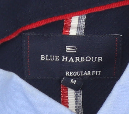 Marks and Spencer Blue Harbour Men's Blue Regular Fit Button-Up Shirt M