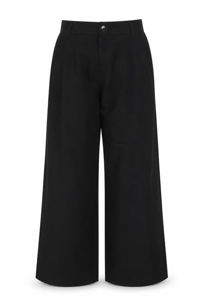ZARA Women Black Wide-Leg Trousers Size S Lyocell Blend