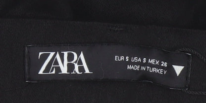 ZARA Women Black Wide-Leg Trousers Size S Lyocell Blend