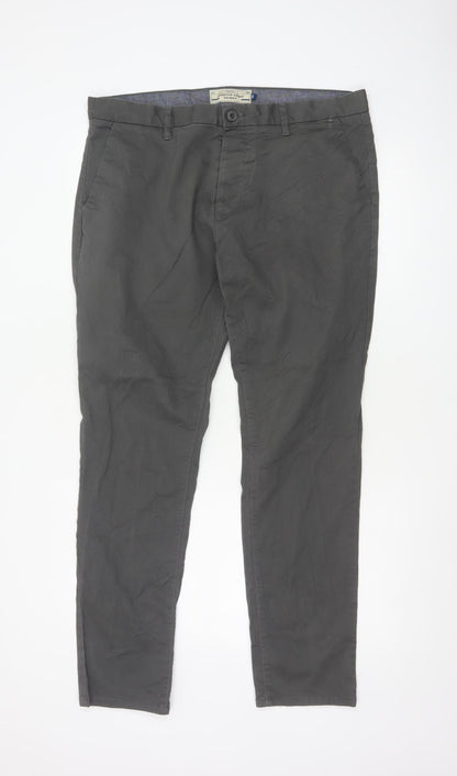 Next Men's Grey Chino Trousers Size L 36x31 Regular Fit
