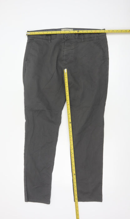 Next Men's Grey Chino Trousers Size L 36x31 Regular Fit