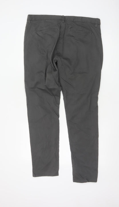 Next Men's Grey Chino Trousers Size L 36x31 Regular Fit