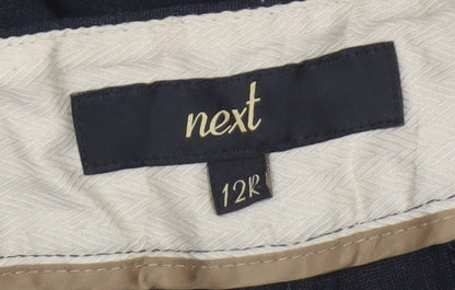 Next Women Black Linen Cotton Cropped Trousers Size 12 Regular