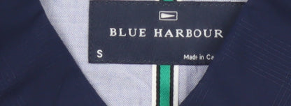 Marks and Spencer Blue Harbour Men's Blue Short Sleeve Cotton Button-Up Shirt Size S