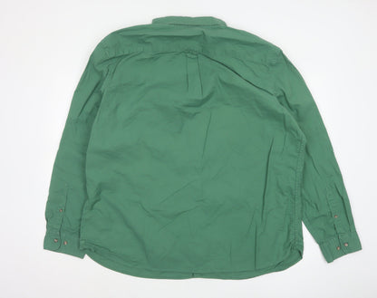 Marks and Spencer Men's Green Regular Fit 3XL Cotton Button-Up Shirt
