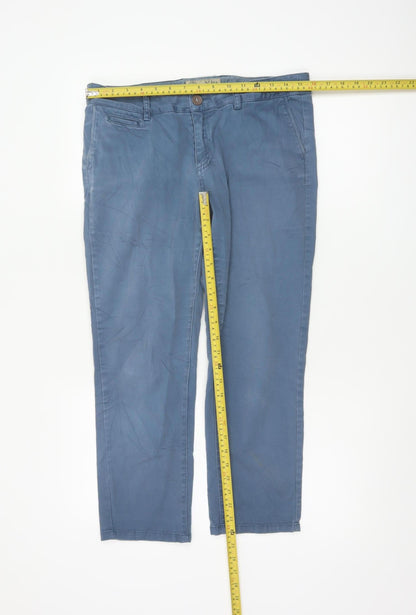 Fat Face Women Blue Cotton Chino Trousers Size 12 Casual Straight