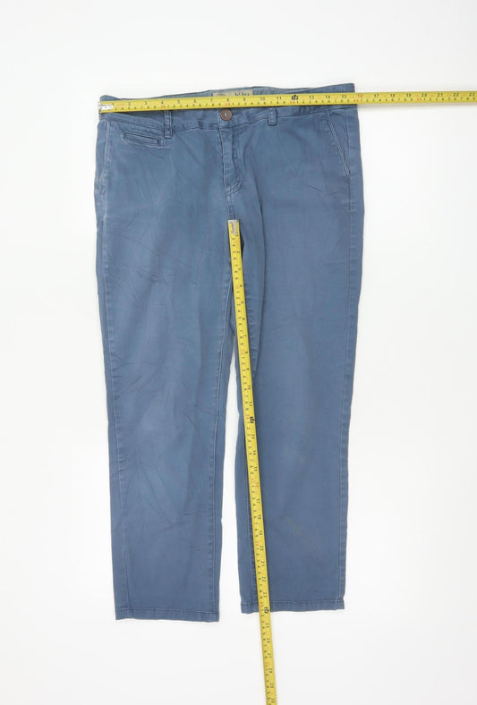 Fat Face Women Blue Cotton Chino Trousers Size 12 Casual Straight