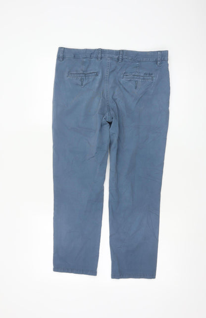 Fat Face Women Blue Cotton Chino Trousers Size 12 Casual Straight