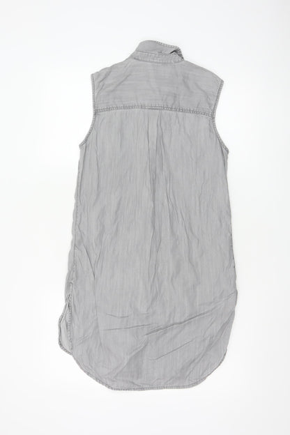 Marks and Spencer Women's Grey Lyocell Sleeveless Shirt Dress Size 8
