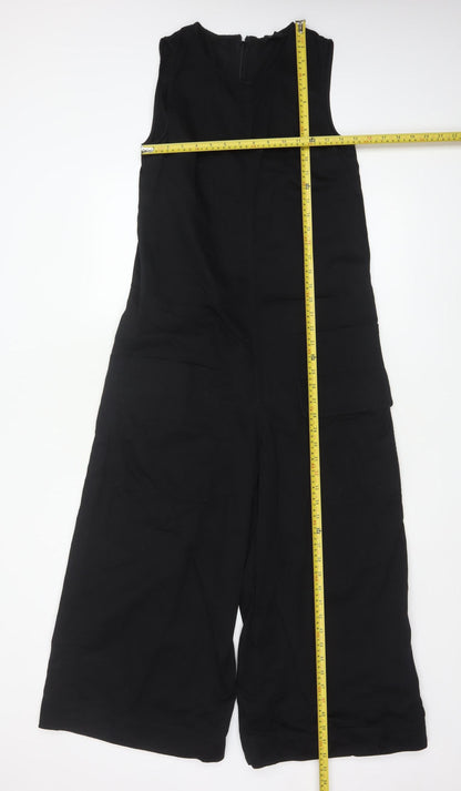COS Womens Black Sleeveless Wide-Leg Jumpsuit Size 8 Linen Blend