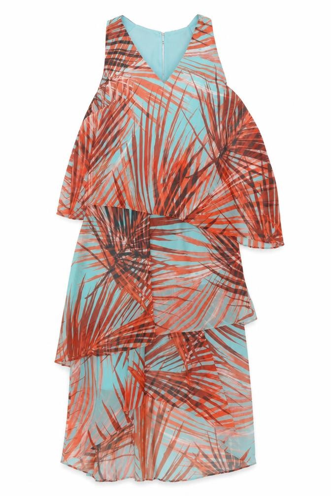 Roman Women’s Multicoloured Asymmetric V-Neck Sleeveless Dress Size 18