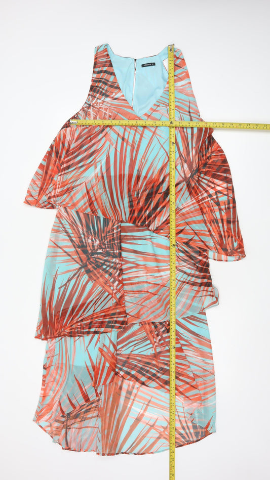 Roman Women’s Multicoloured Asymmetric V-Neck Sleeveless Dress Size 18