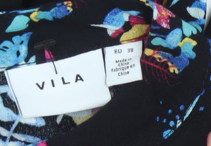 Vila Women's Multicoloured Floral A-Line Knee Length Dress Size 10