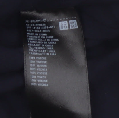 Uniqlo Women Blue Midi Shirt Dress M 3/4 Sleeve Button Classic Style