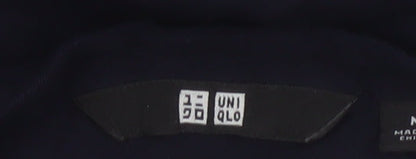 Uniqlo Women Blue Midi Shirt Dress M 3/4 Sleeve Button Classic Style