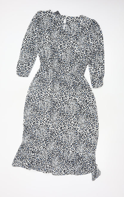 Sosandar Women’s Multicoloured Leopard Print Knee Length Fit & Flare Dress Size 10