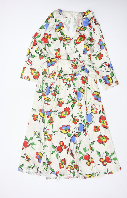 ASOS Women’s Multicoloured Floral Midi Wrap Dress Size 8