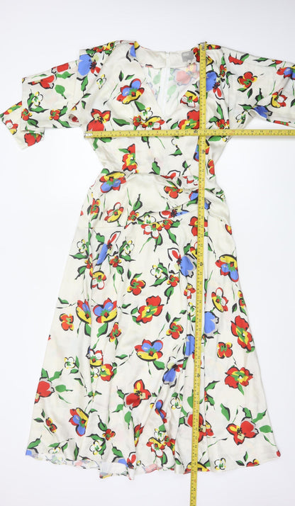 ASOS Women’s Multicoloured Floral Midi Wrap Dress Size 8