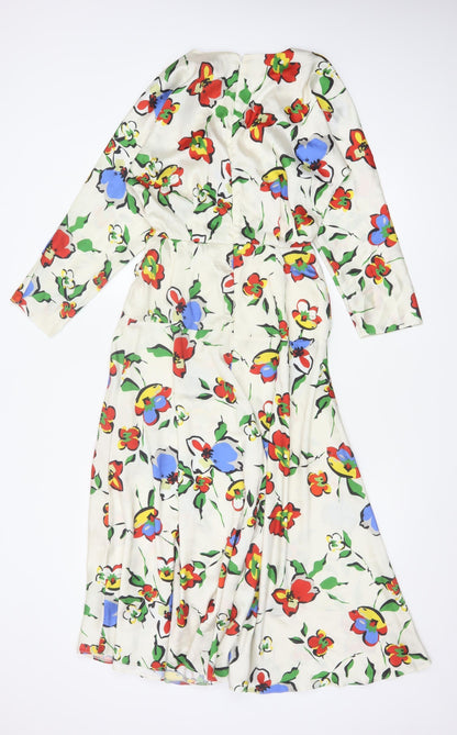 ASOS Women’s Multicoloured Floral Midi Wrap Dress Size 8
