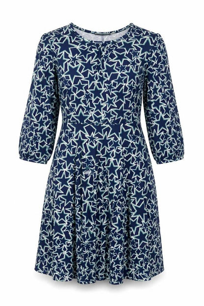 Oasis Women’s Blue Star Print Fit & Flare Knee Length Dress Size S
