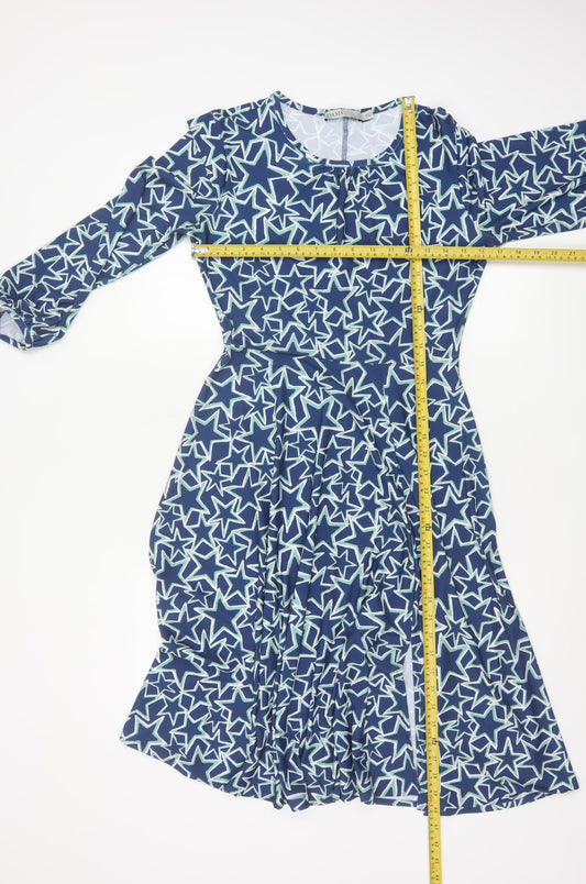 Oasis Women’s Blue Star Print Fit & Flare Knee Length Dress Size S