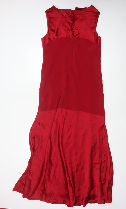 Alexon Women Red Silk Sleeveless Long Fit & Flare Dress Size 14