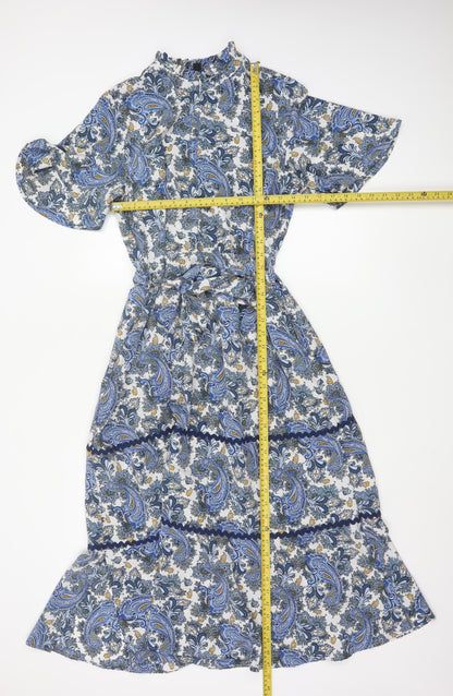 Next Women's Blue Paisley Midi Fit & Flare Dress Size 10