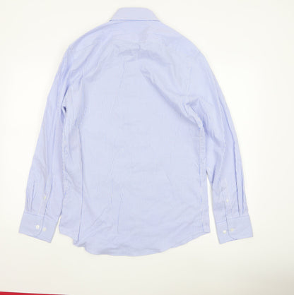 Marks and Spencer Men's Blue Striped Tailored Oxford Cotton Shirt M