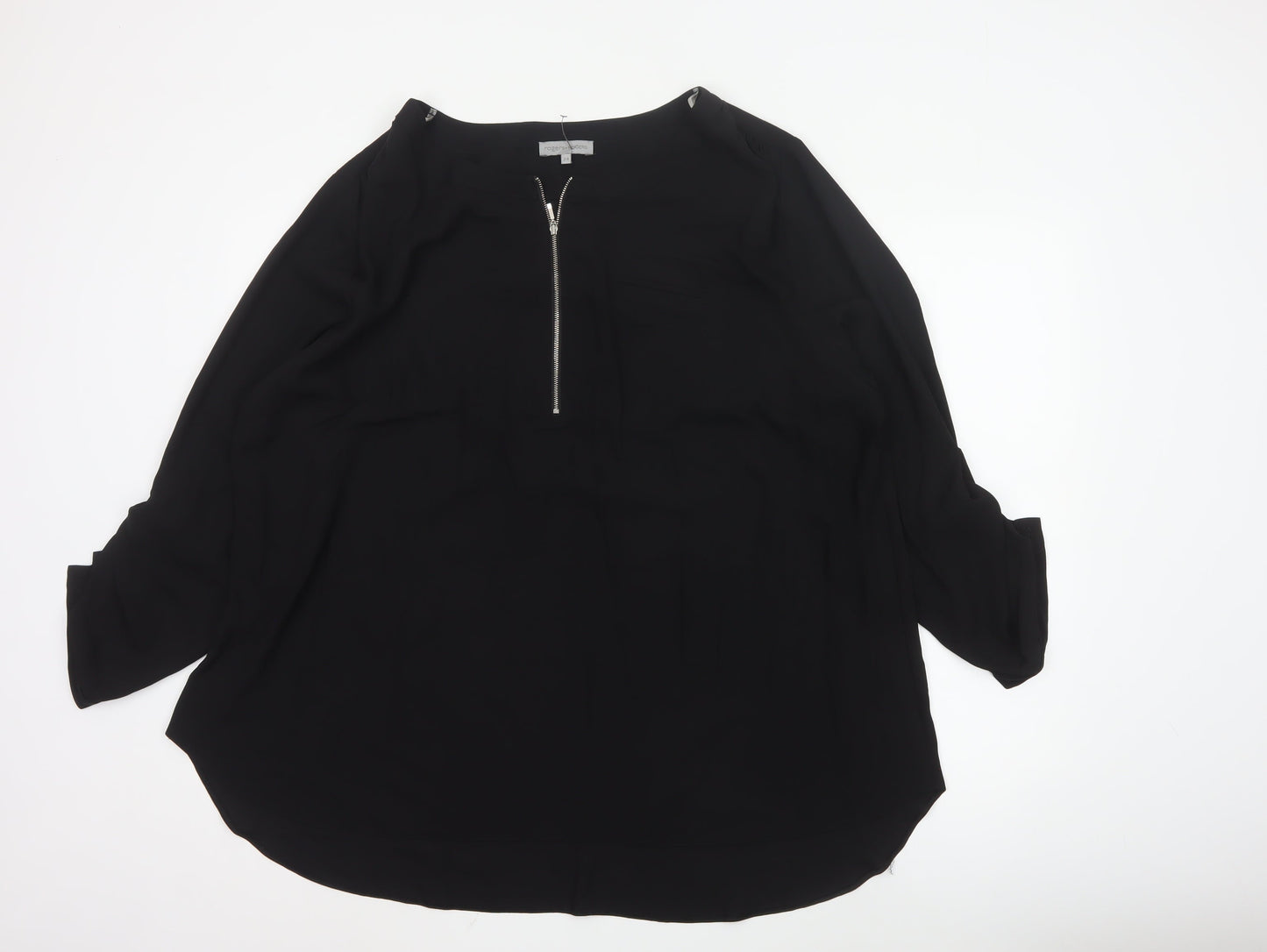 rogers+rogers Women's Black Zip Front Plus Size 24 Blouse