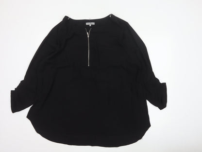 rogers+rogers Women's Black Zip Front Plus Size 24 Blouse