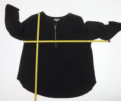 rogers+rogers Women's Black Zip Front Plus Size 24 Blouse