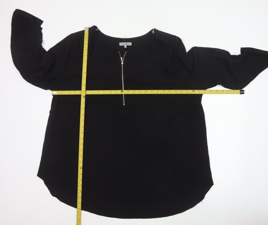 rogers+rogers Women's Black Zip Front Plus Size 24 Blouse