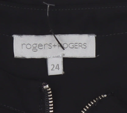 rogers+rogers Women's Black Zip Front Plus Size 24 Blouse